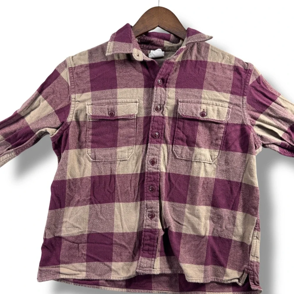 GAP Kids Boys XL 12 Red Plaid Flannel Button Down Long Sleeve Shirt Cotton